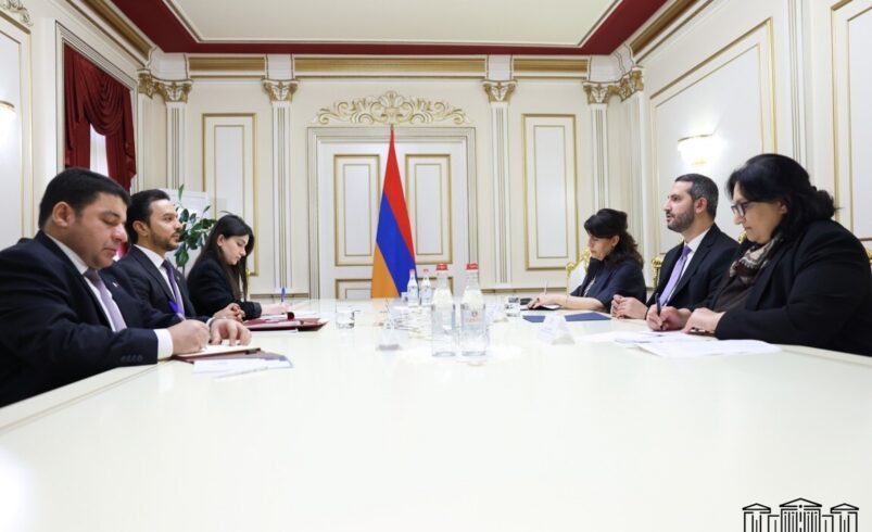 Armenian parliament speaker meets Qatari ambassador